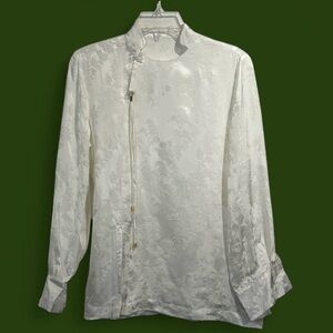 Chinese Style Mandarin Collar Jacquard Blouse Cheongsam Inspired Top